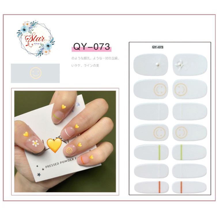Sticker Dán Móng Bộ 14 Miếng Nhiều Màu sắc ( Tặng Dũa Móng Tay )
