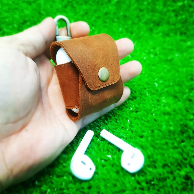 BAO DA AIRPODS 2 TỐI GIẢN (DA THẬT) Handmade