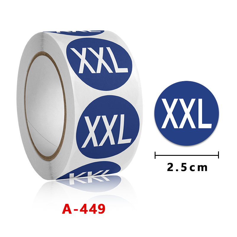 Cuộn 500 tem Sticker dán size quần áo  2.5cm