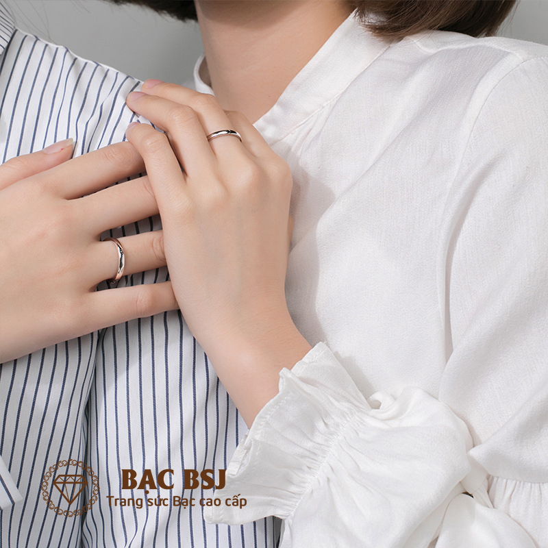 Nhẫn đôi bạc, nhẫn đôi đẹp bạc S925 cao cấp. Bạc BSJ