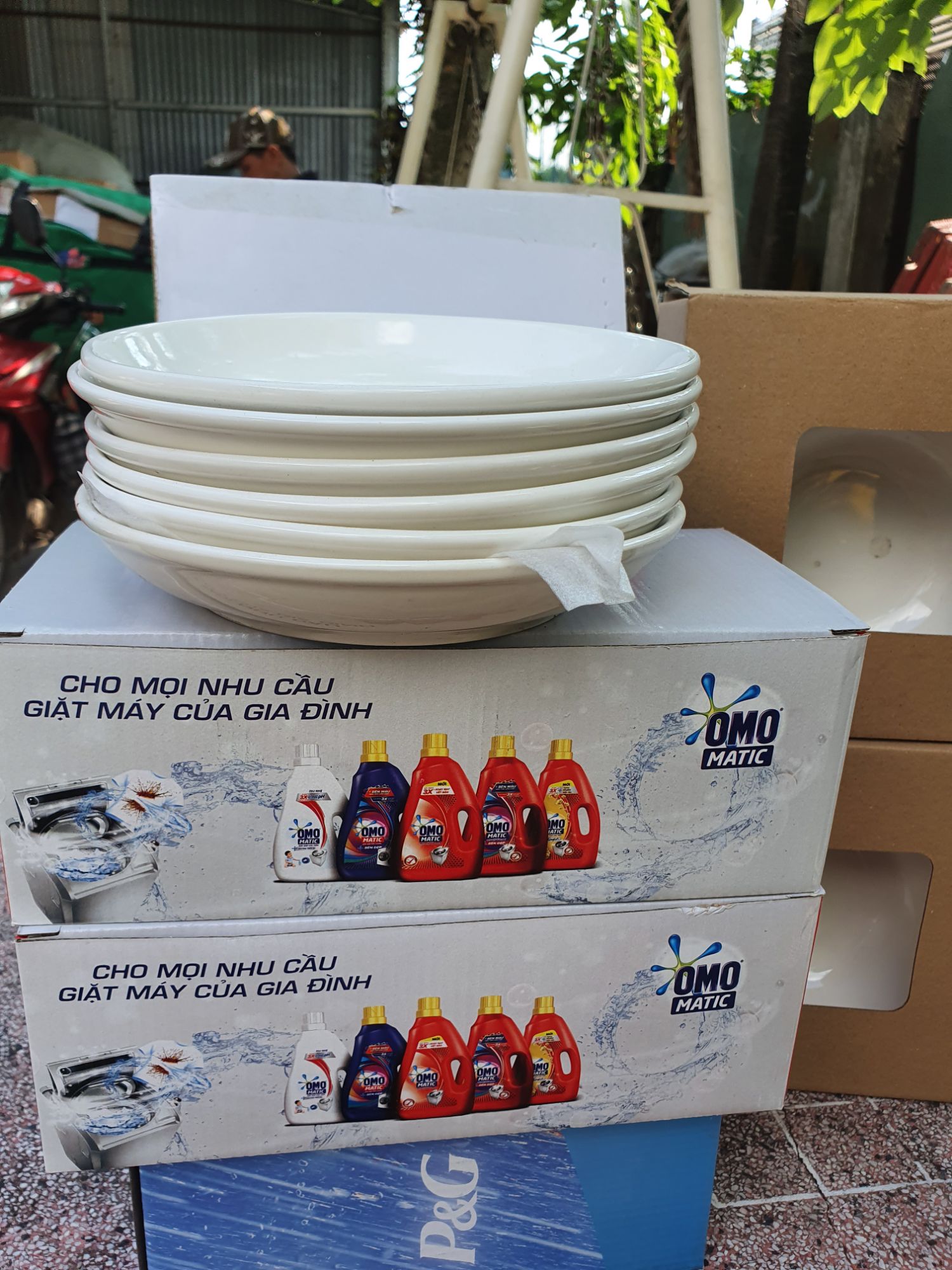 Combo 10 dĩa sứ trắng dày đẹp