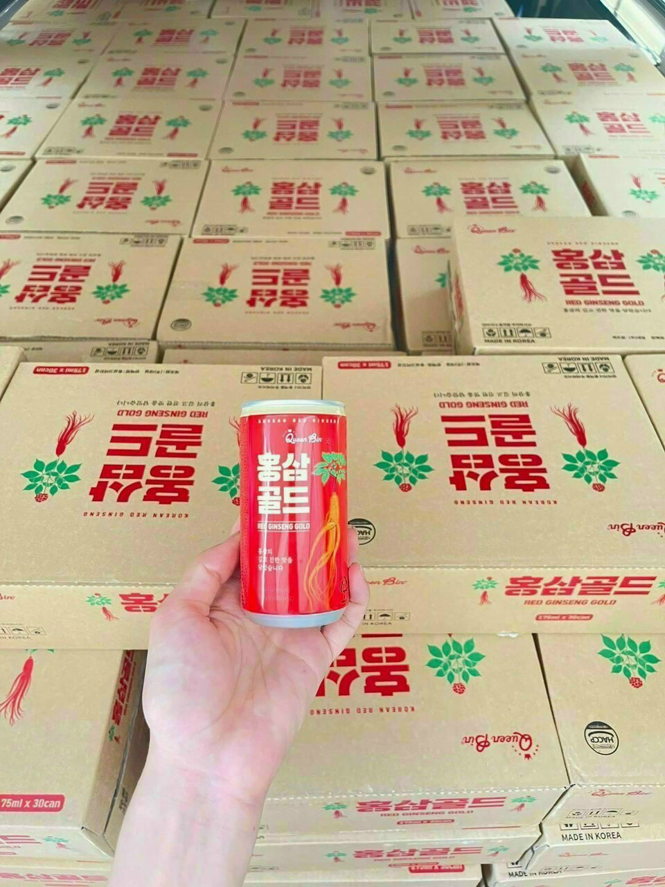 Nước Hồng Sâm Queen Bin Hàn Quốc Thùng 30 lon x 175ml