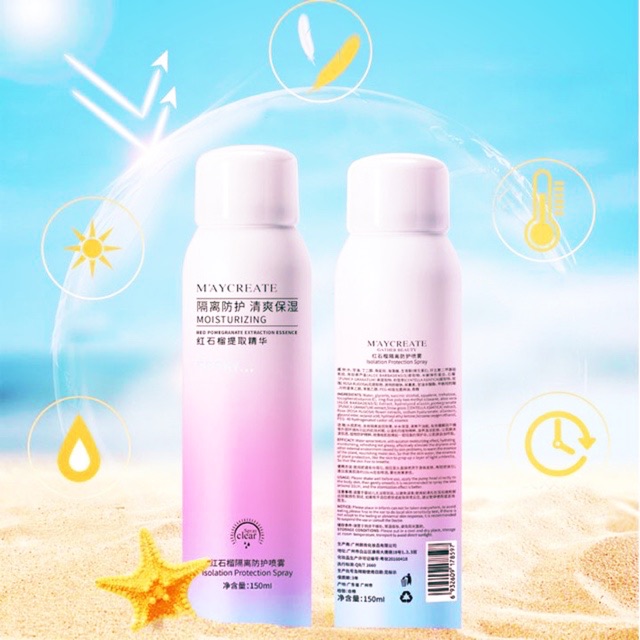 Xịt Chống Nắng Trắng Da Maycreate 150ml - Mẫu mới