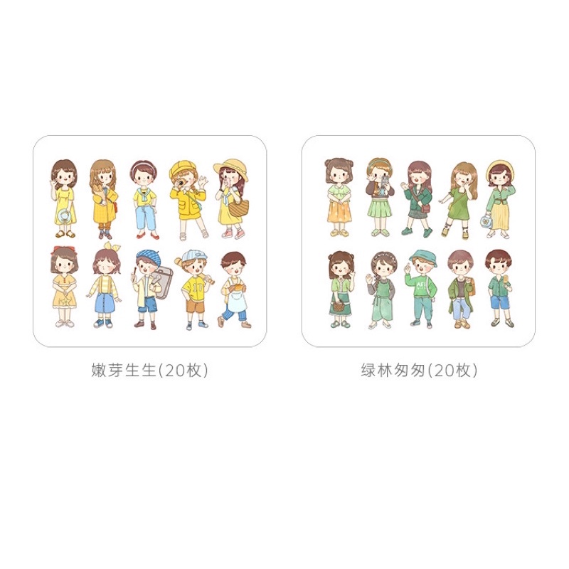 [FREESHIP] D3 - Set 20 sticker cậu bé, cô bé, con người