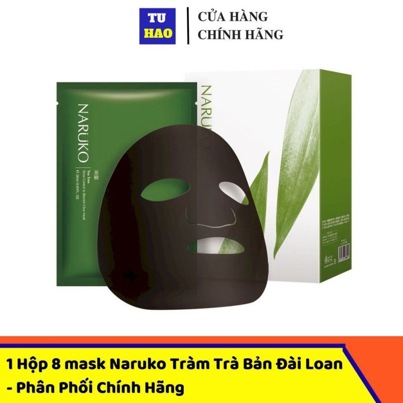 [ CHÍNH HÃNG BẢN ĐÀI ] Naruko mặt nạ trà tràm kiểm soát dầu và mụn hộp 8 miếng - Naruko Tea Tree Shine Control and Blemish Clear Mask 8pcs box