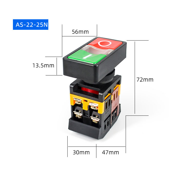 Công Tắc Nhấn Đôi APBB-AS-22&25N On-Off Có Đèn 220VAC