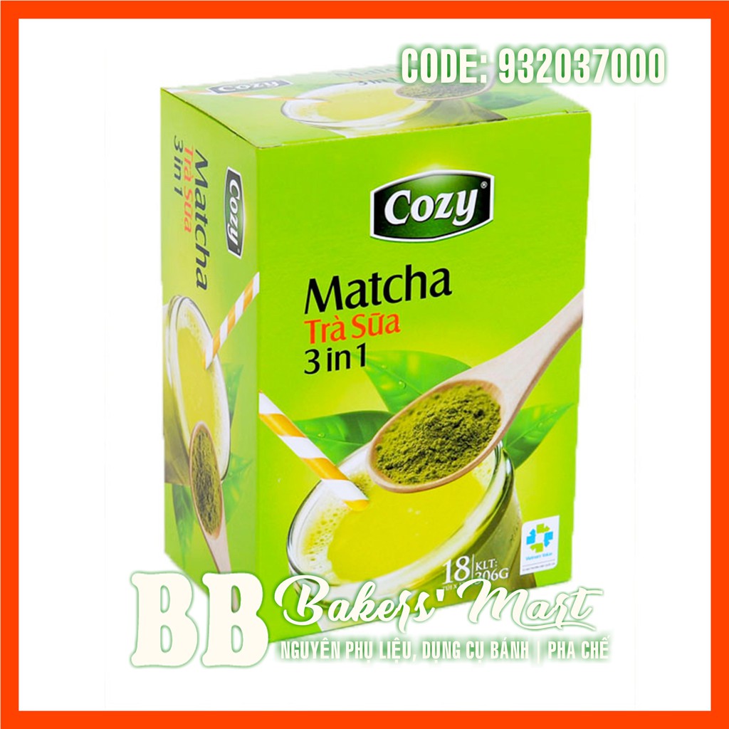 [HCM]Trà sữa Matcha COZY 3 in 1 - Hộp 306gr (18 gói x 17gr)
