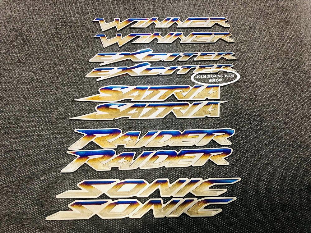 Bộ 2 tem Titanium EXCITER,WINNER,WINNER X,CLICK,VARIO,SATRIA,RAIDER,SONIC (titan 100%)