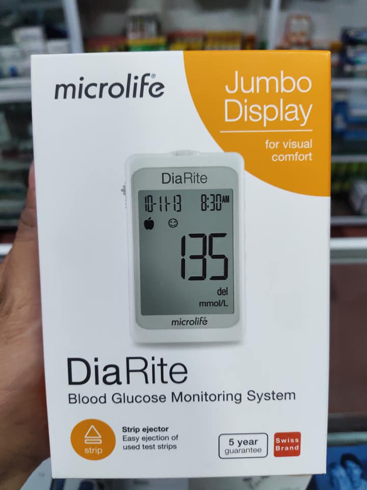 [HÀNG THỤY SĨ] Máy đo đường huyết Microlife DiaRite BGM (Tặng kèm 50 que 50 kim)