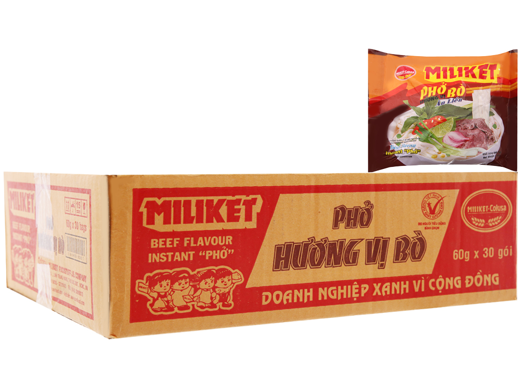 Thùng 30 gói phở Miliket 65g