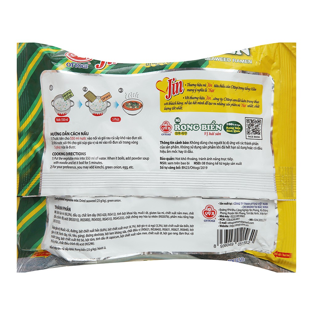 Combo 5 gói Mì Rong Biển Otoki 120g