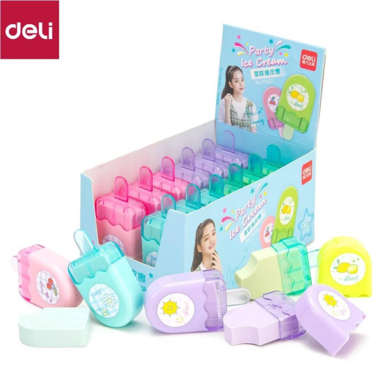 Gôm tẩy màu Deli hình que kem - 1 chiếc - 71122 [Deli]