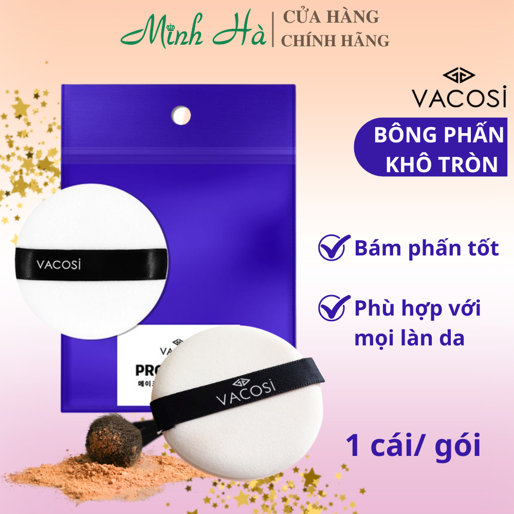 Bông phấn khô tròn nhỏ pro bịch 1 cái Vacosi PK02