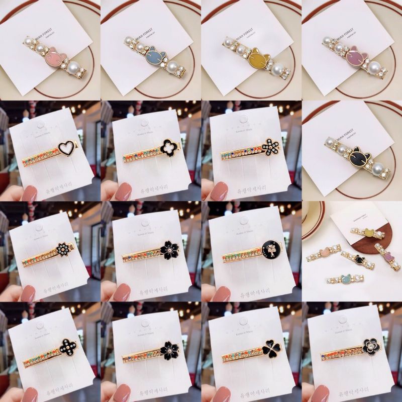 set 2 cái kẹp tóc đính đá siêu xinh đi tiệc lấp lánh