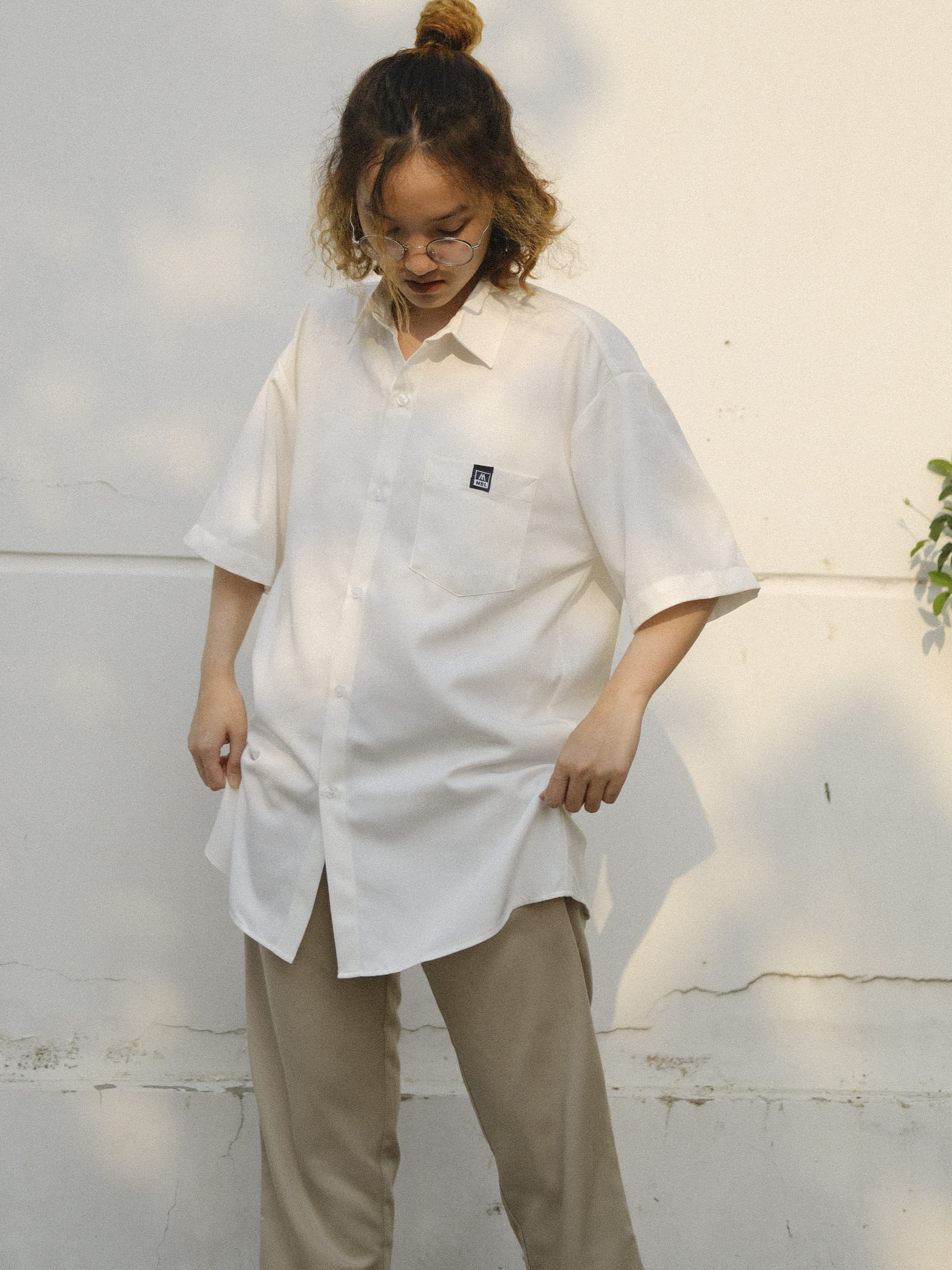 MONATA BLUELIGHT BASIC - Sơ mi form rộng unisex