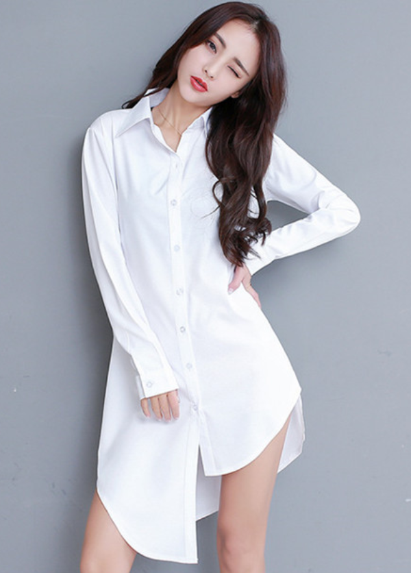 Đầm Sơ Mi Lệch Tà Thắt Dây Eo Cá Tính DN067 Mai Hoa