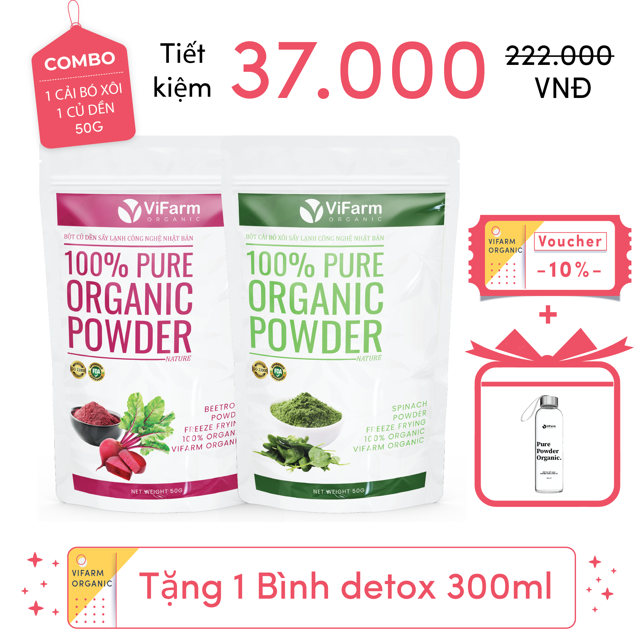 Bột Cải Bó Xôi Nguyên Chất ViFarm 50Gram