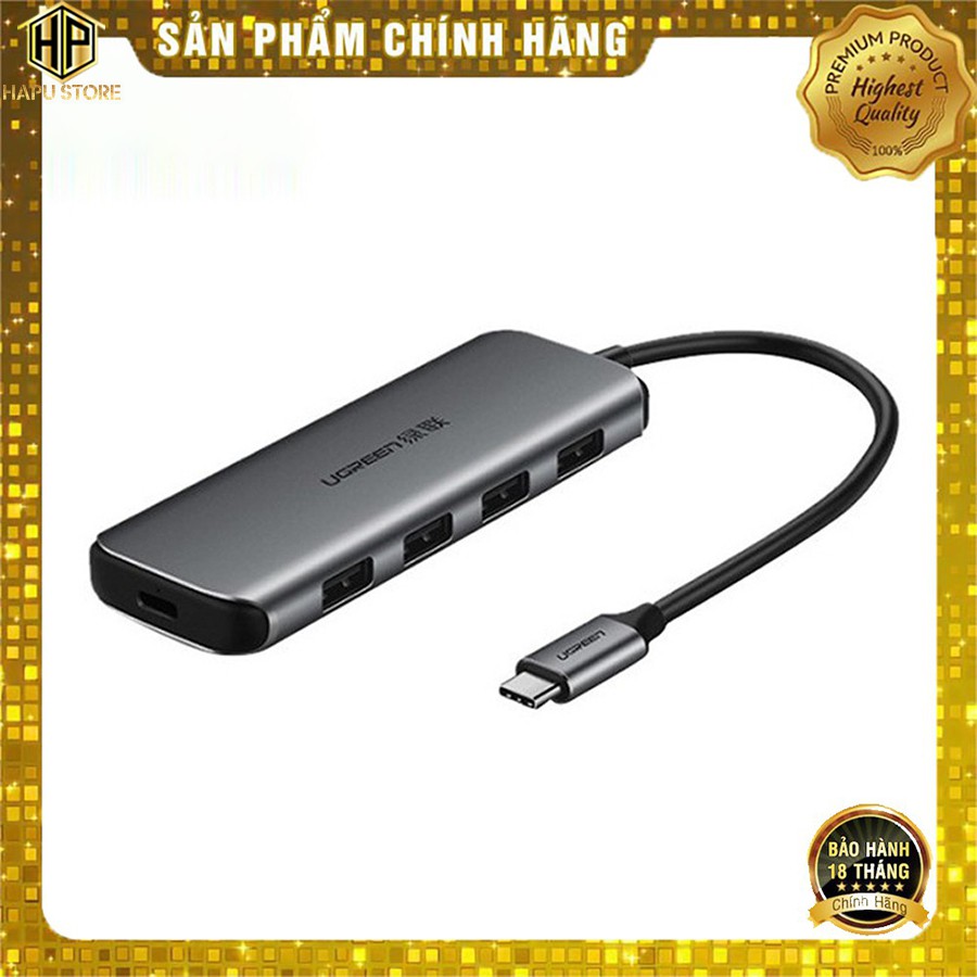 Bộ chia USB Type C ra 4 cổng USB 3.0 Ugreen 50980 có nguồn phụ  - HapuStore