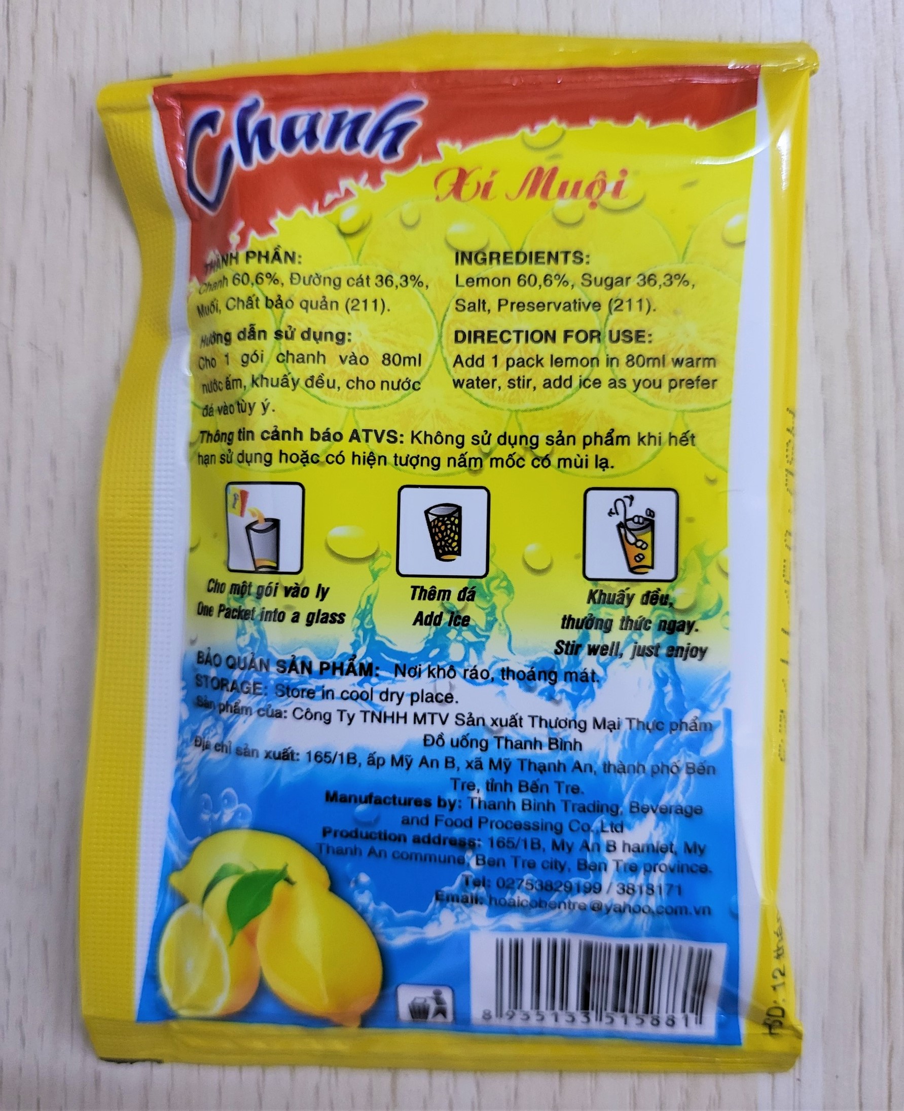 (Hộp giấy 900g [18 gói x 50g]) CHANH XÍ MUỘI (thức uống giải khát) THANH BÌNH Apricot Lemon