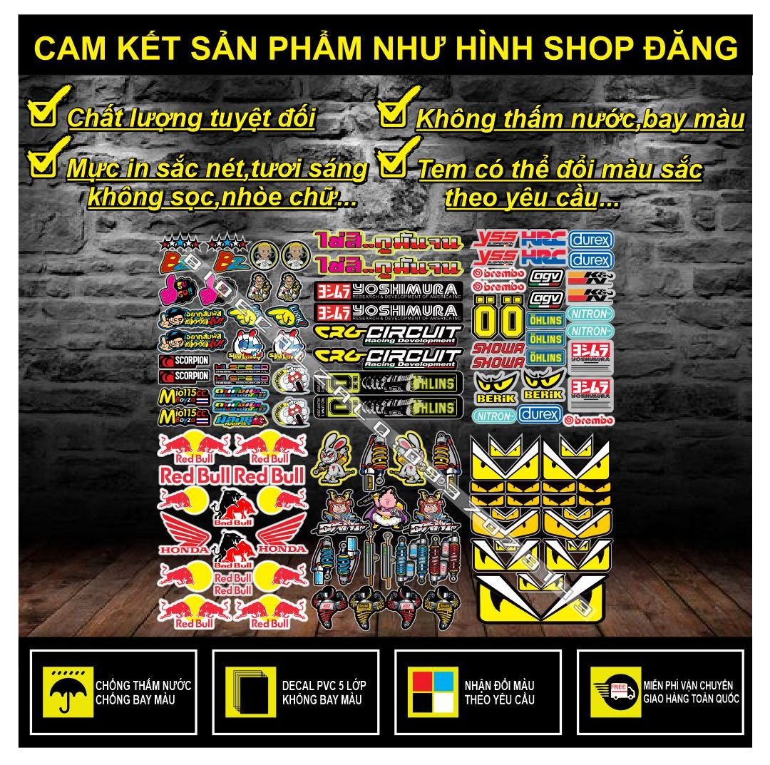 Combo 0.5M tấm tem dán trang trí xe máy
