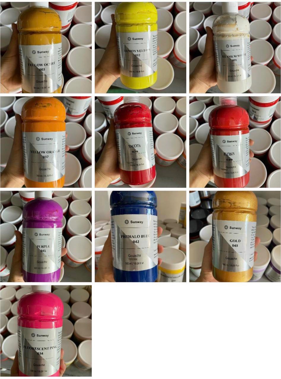 Màu Gouache,màu bột Sunway 500ml