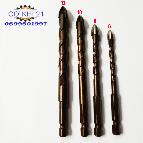 Bộ 4 Mũi khoan kính, khoan thủy tinh,khoan gạch men,gạch đá hoa vonfram đa năng