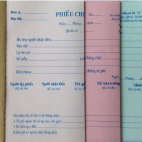 Phiếu thu 3 liên / Phiếu chi 3 liên ( giấy caboless )