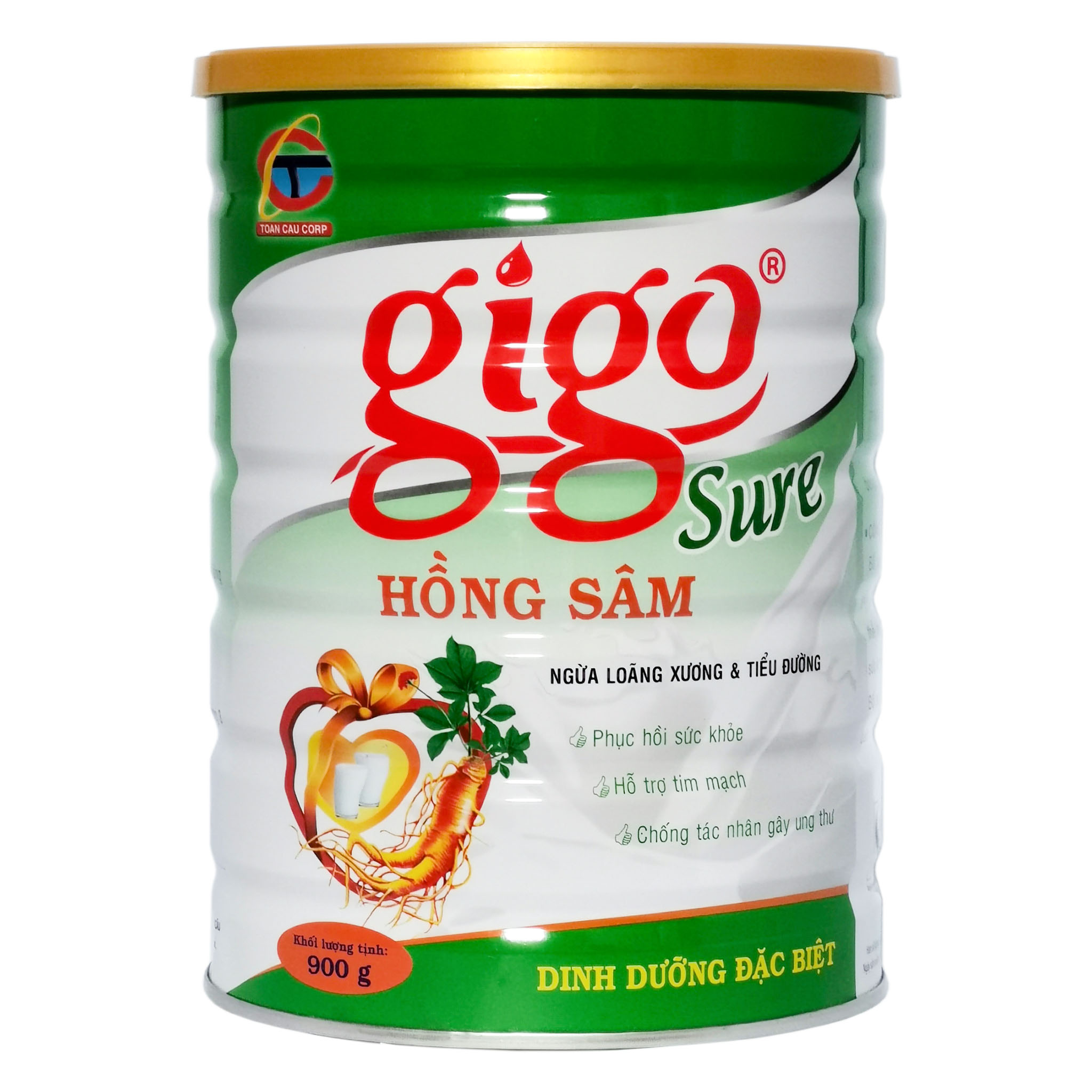 Sữa Bột Gigo Sure Hồng Sâm Hộp 900g (Ngừa loãng xương & tiểu đường)