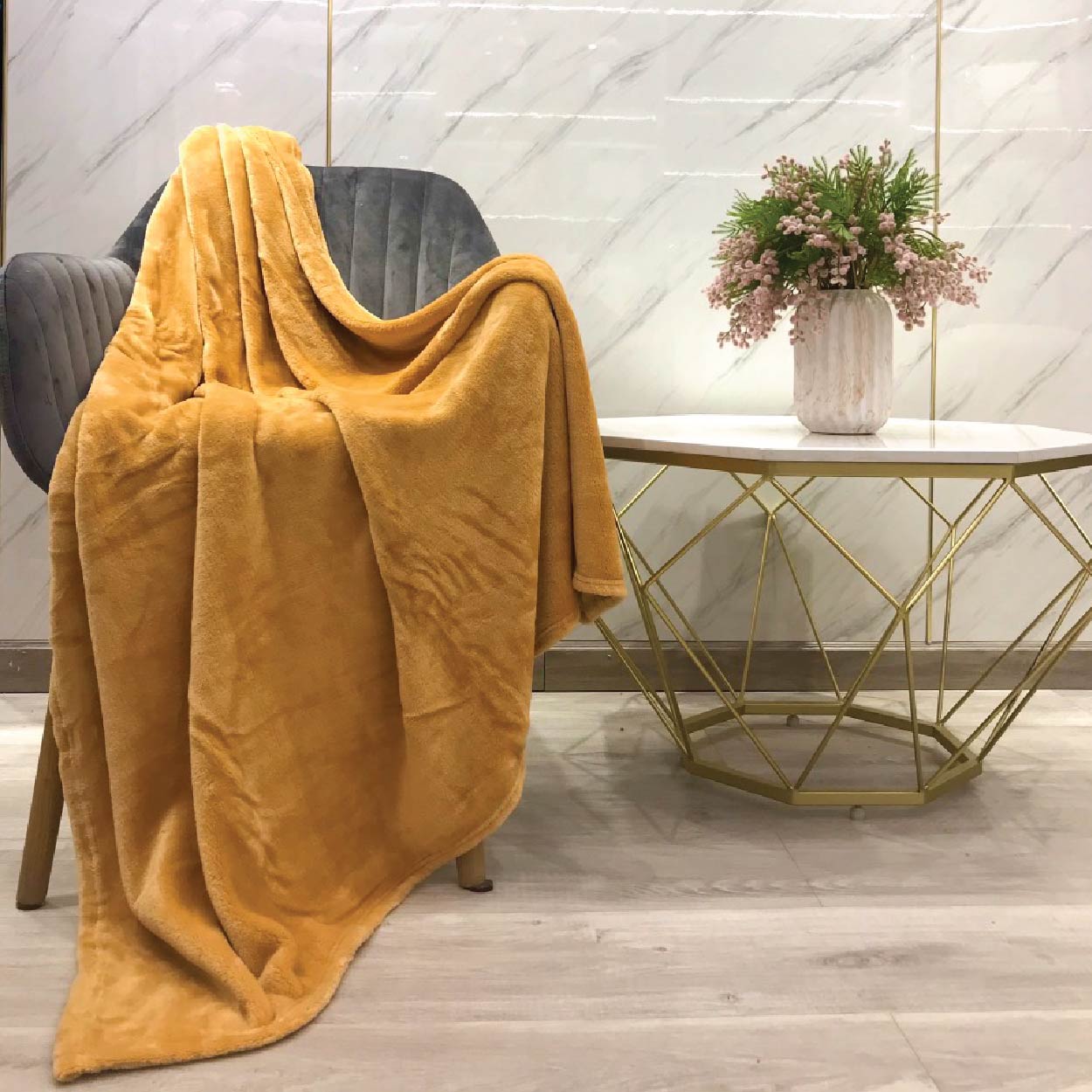 Chăn/Mền tuyết Nin House siêu mềm mịn màu vàng đậm - Rosewood (nhiều kích cỡ)