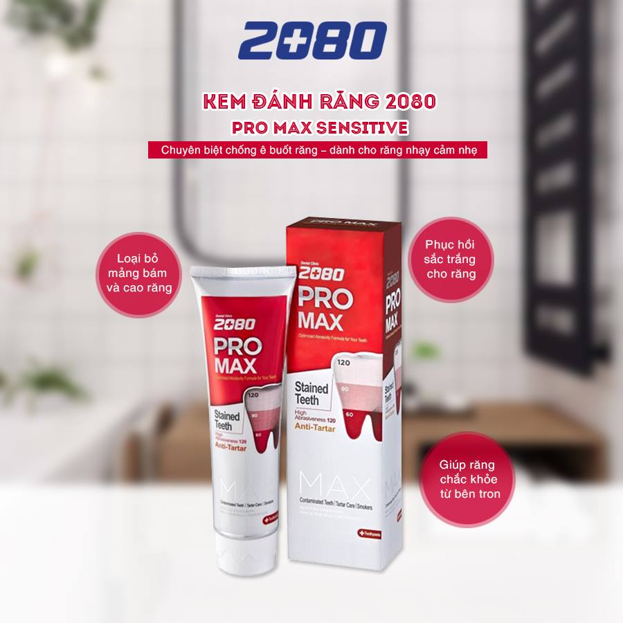 Kem đánh răng giảm ê buốt và mòn răng 2080 Pro Max Sensitive Hàn Quốc 125g