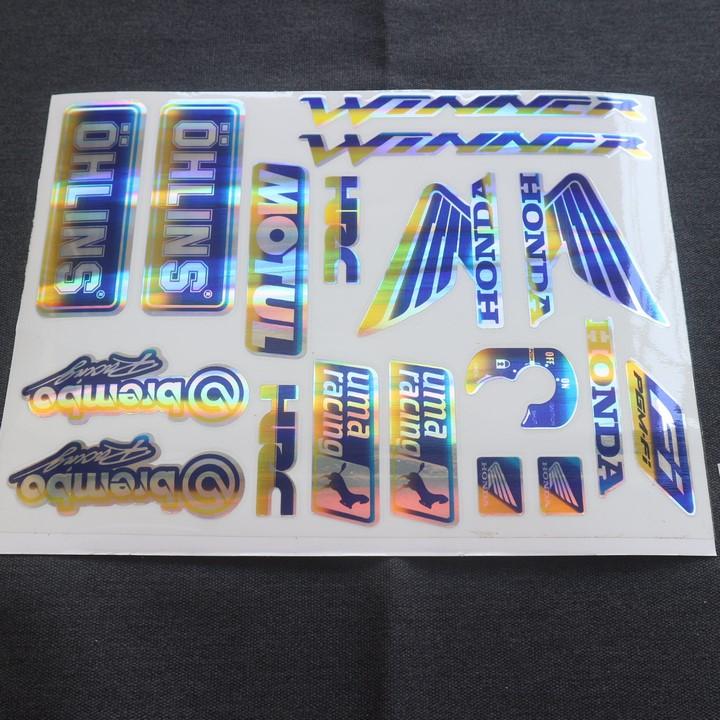 [SALE SỐC] BỘ TEM MẠ CROM MÀU TITAN NHIỀU STICKER, DECAL TRANG TRÍ XE WINNER