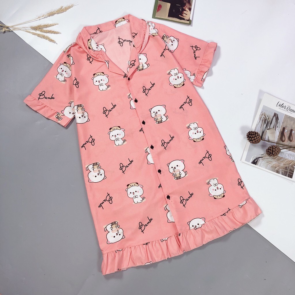 Mẫu mới về Váy ngủ Pijama cực hot hit cổ phối bèo xinh xắn | Lazada.vn