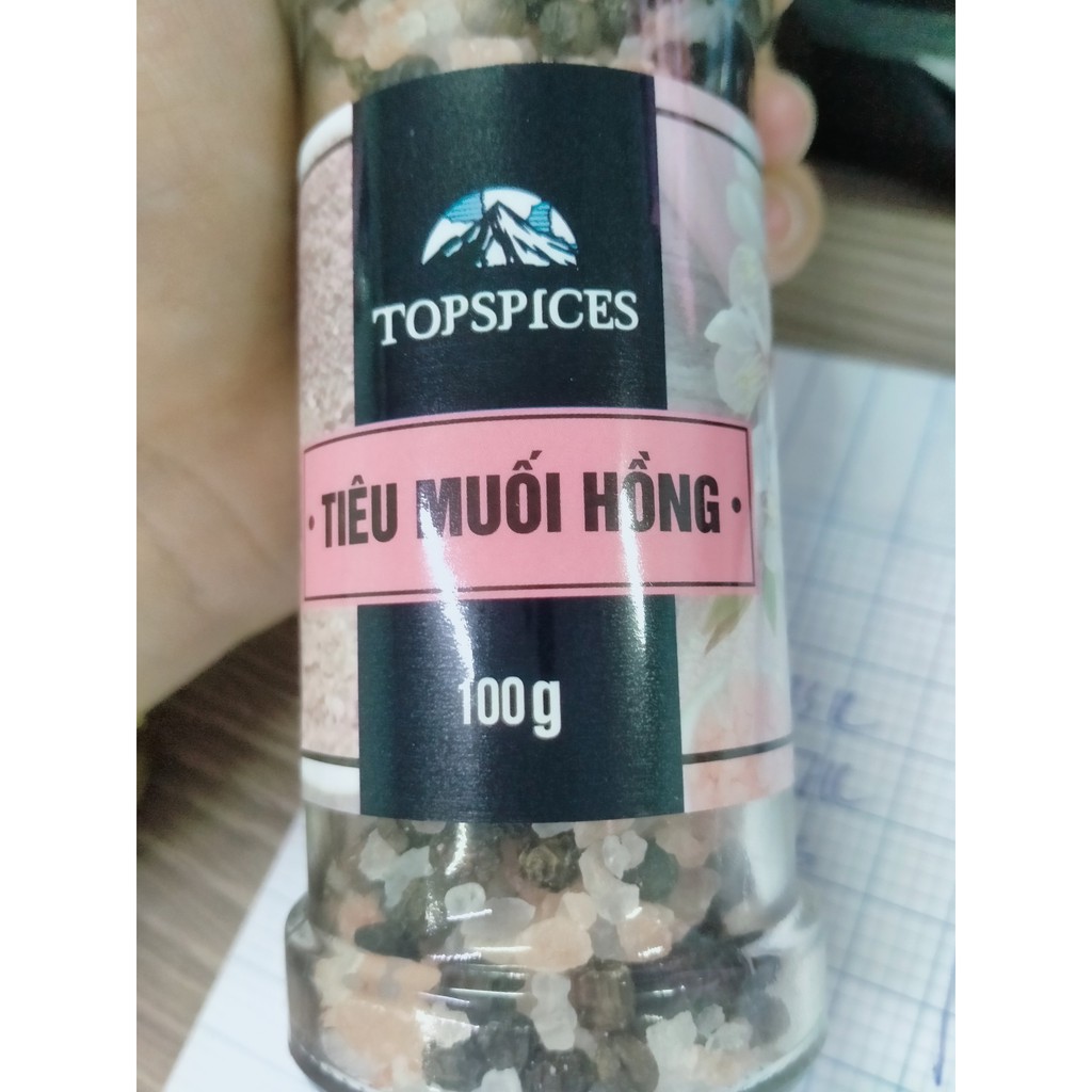 Chai tiêu muối hồng (có cối xay), 100g, (có video shop quay)