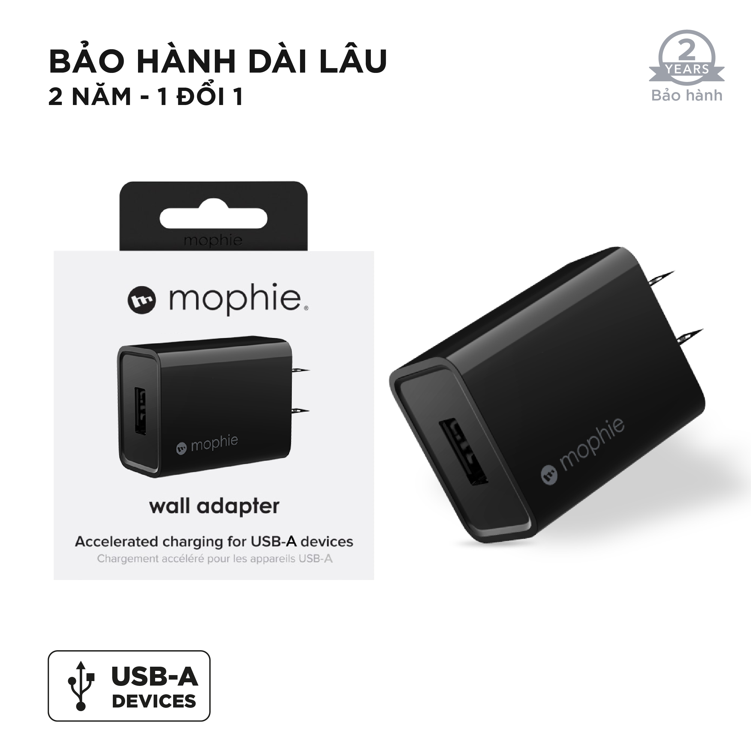 Sạc MOPHIE 10W 1 cổng USB-A công suất 5V-2A