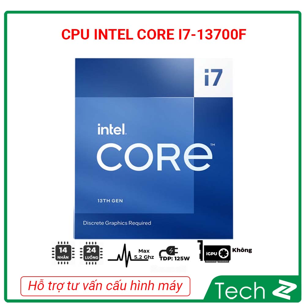 CPU INTEL CORE I7 13700F (UP TO 5.2GHZ 16 NHÂN 24 LUỒNG 30MB CACHE 65W ...
