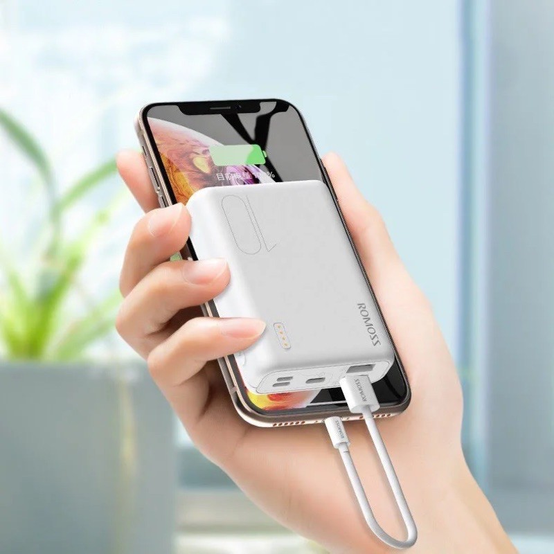 Pin sạc dự phòng 10000mAh Romoss Simple 10 3 cổng input Micro, Lightning, TypeC