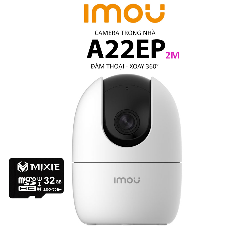 Camera imou a22ep 2m 1080p xoay 360 độ- đàm thoại 2 chiều- báo động chống trộm- wifi trong nhà chính hãng