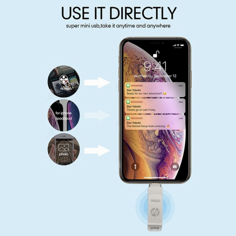 HP Ổ Cứng Di Động 512GB 1TB 2TB Cho iPhone Thẻ Nhớ Lightning 2 Trong 1 Tương Thích Với Apple iPad Máy Tính