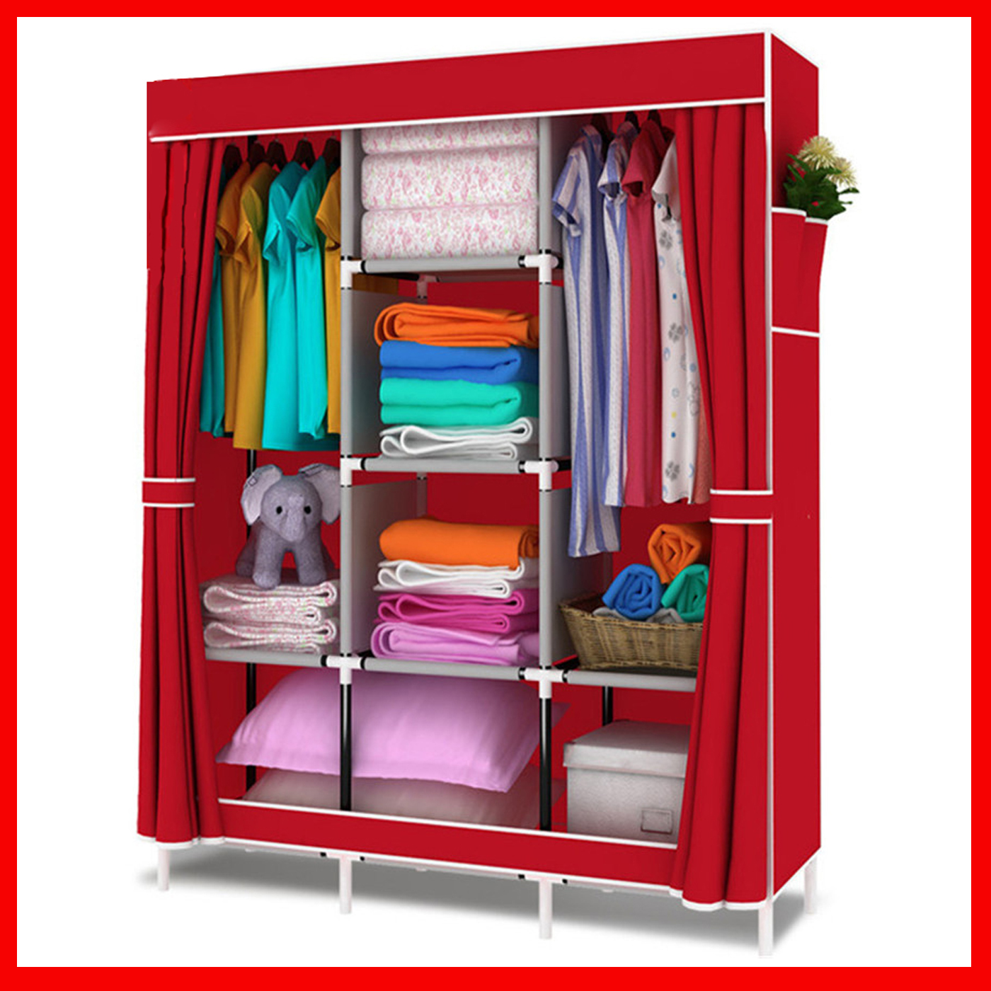 [LOẠI TỐT - HÀNG CAO CẤP] Tủ Quần Áo miDoctor Cải Tiến Thế Hệ Mới MÀU XANH DƯƠNG, Tủ Vải Quần Áo 2 Buồng, 3 Buồng 8 Ngăn 1,7m Cao Cấp