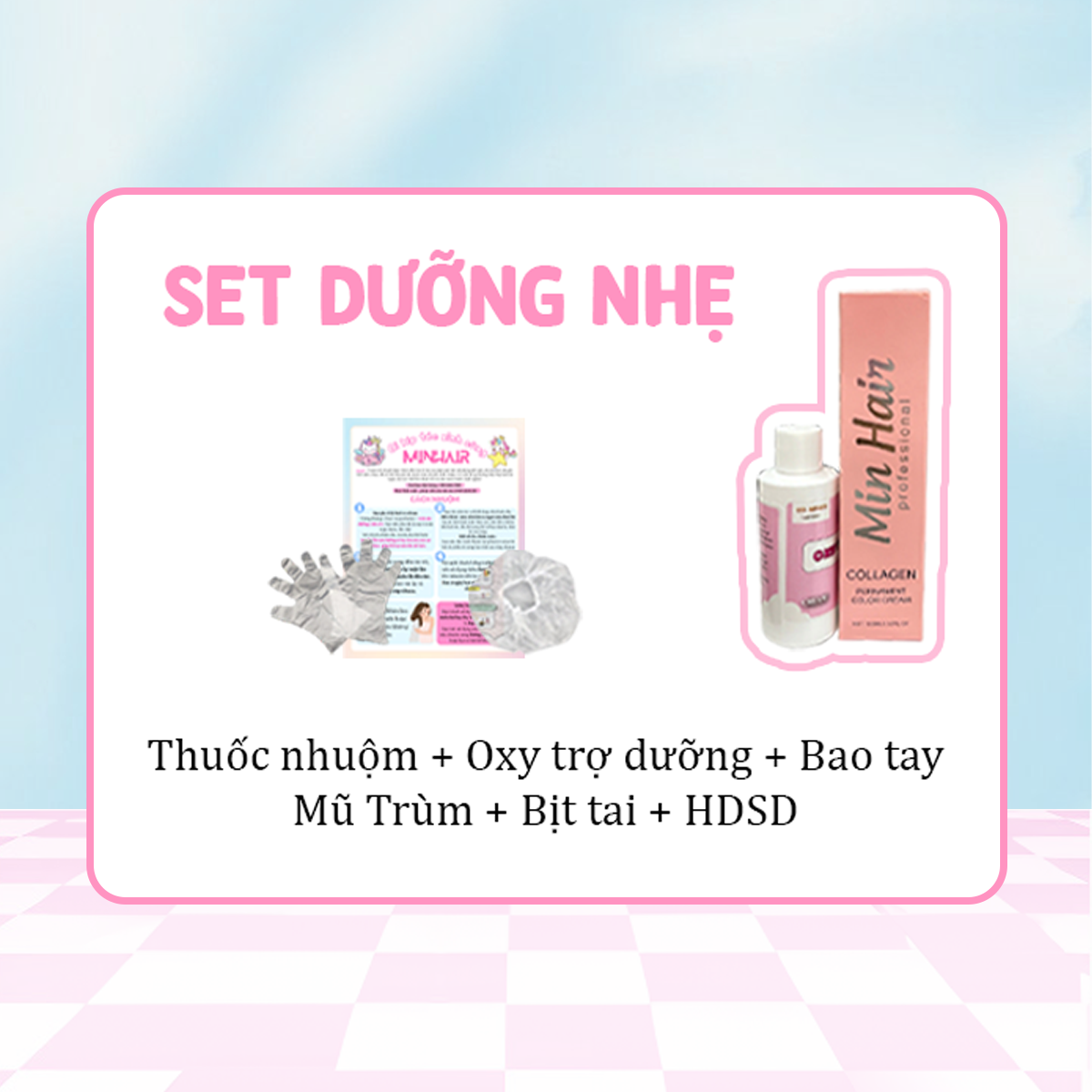 Thuốc nhuộm tóc, Thuốc nhuộm tóc Cam San Hô, MIN.HAIR, tặng kèm oxy trợ dưỡng và bao tay