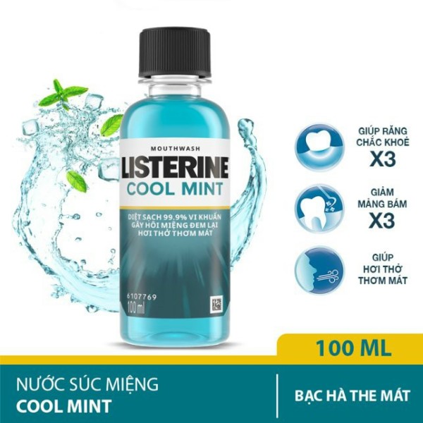 Listerine - nước súc miệng hằng ngày hương bạc hà mát lạnh Listerine Cool Mint 100ml giá rẻ