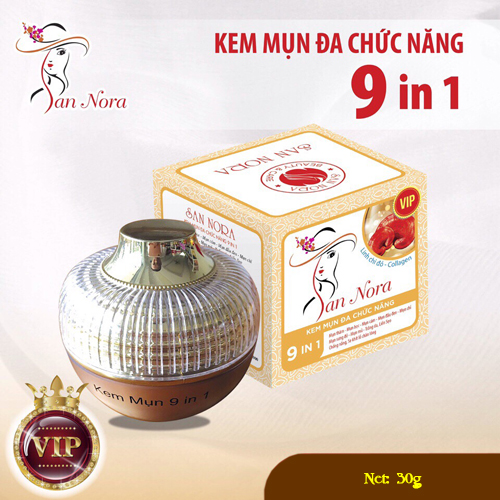 Kem Mụn Đa Chức Năng Cao Cấp San Nora 9 Tác Dụng Dưỡng Chất Linh Chi Đỏ Và Collagen (30g)