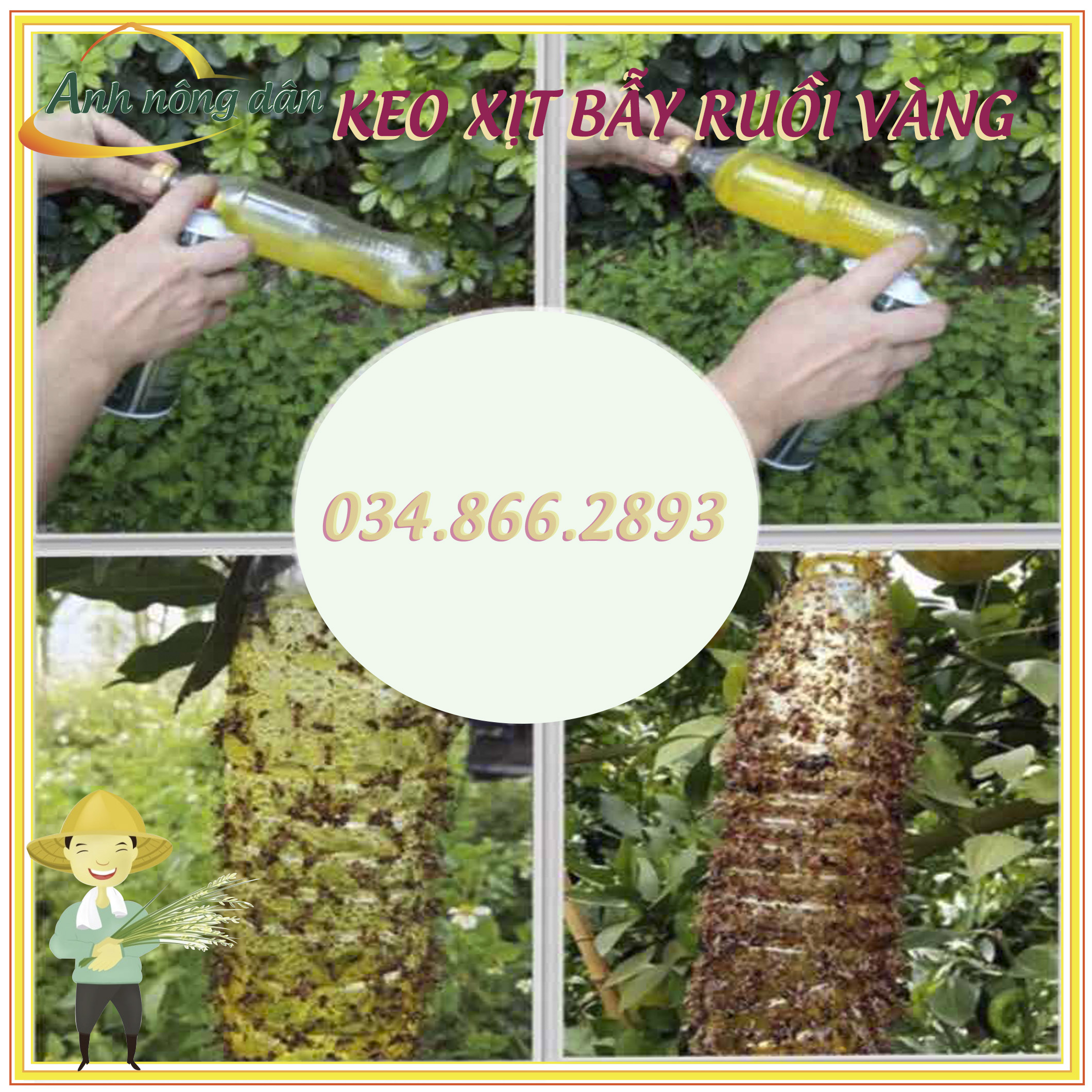 Bình keo xịt bẫy dính ruồi vàng, côn trùng