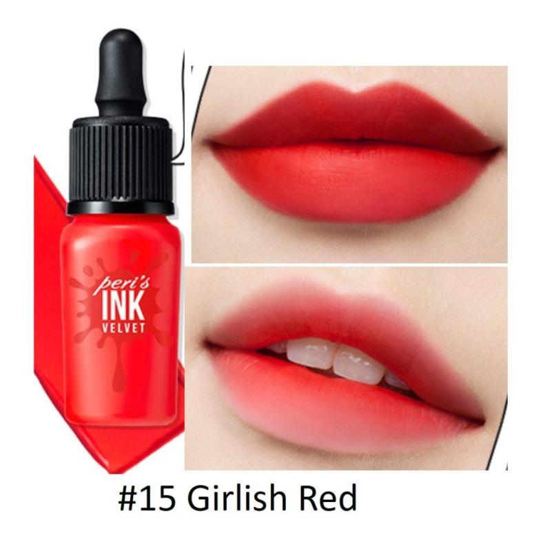 Son Kem Lì Peripera Ink Peris Velvet 8g #15 Girlish Red - Sắc đỏ tươi thuần túy cao cấp