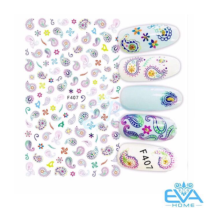 [HCM]Miếng Dán Móng Tay 3D Nail Sticker Tráng Trí Hoa Văn Hoạ Tiết Thổ Cẩm F407