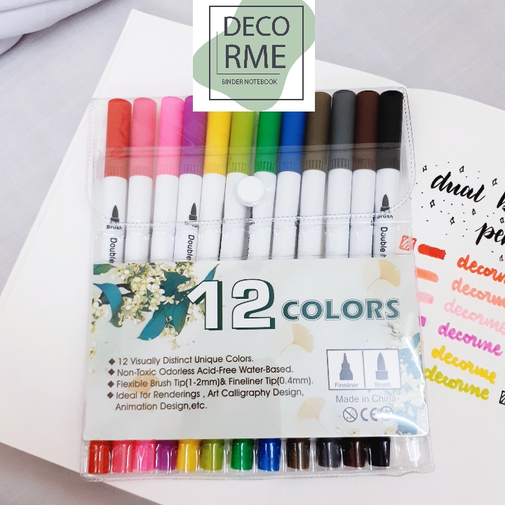 Bút dual brush pen fineliner, bút calligraphy - Lẻ 1 bút - Phụ kiện vpp DecorMe
