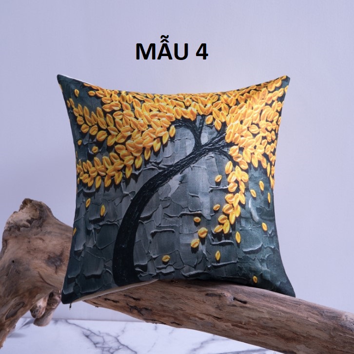 Vỏ gối tựa lưng gối sofa in cây hoa 3D
