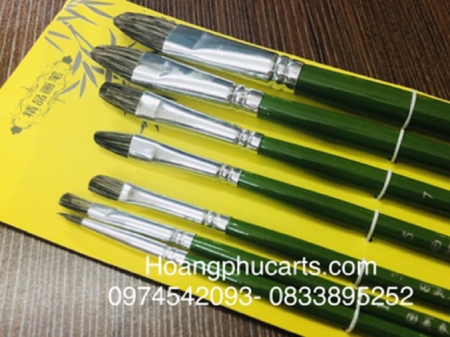 Bộ bút lông cán xanh lông chồn 7 cây