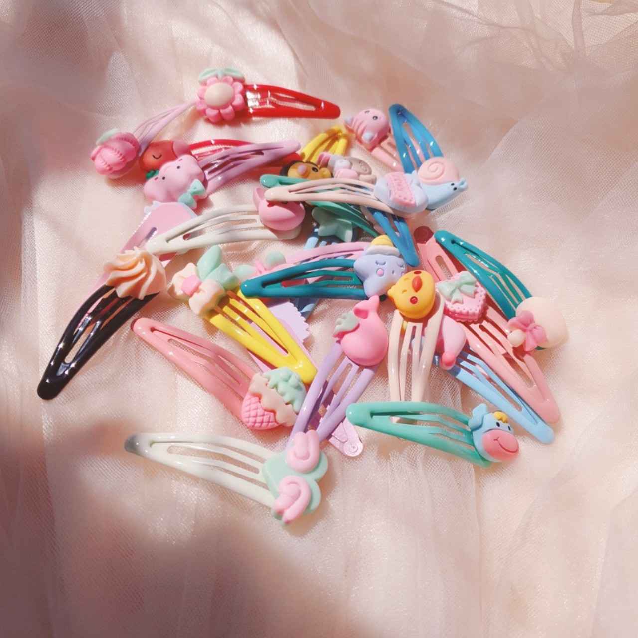Set 10 kẹp tóc hoa quả xinh xắn dễ thương phong cách Hàn Quốc cho bé yêu