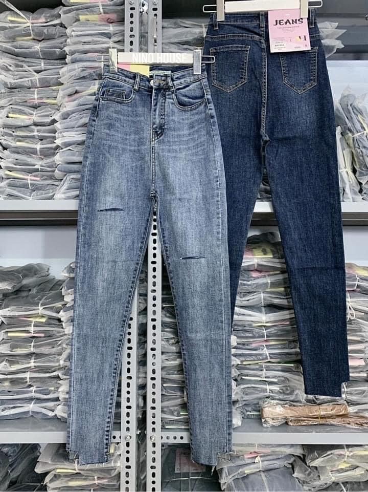 Jeans dài lưng cao co giãn rách PT